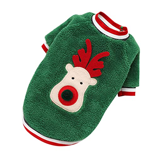 MaNMaNing Hundepullover für Winterhunde Klassischer Cat Dog Pet Fleece Coral Kleidung Kleidung Zweibeiner Kostüm Weihnachten Haustierkleidung (Green, L) von MaNMaNing