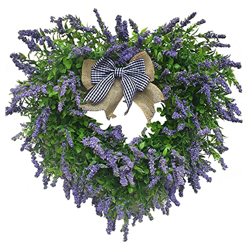 MaNMaNing Simulations-Lavendel-Kranz, handgefertigt, DIY, natürliches Rattan, Valentinstag, künstliche Blumen, Kränze, Feiertagsmöbel, Dekoration für Haustürverzierung (Green, One Size) von MaNMaNing