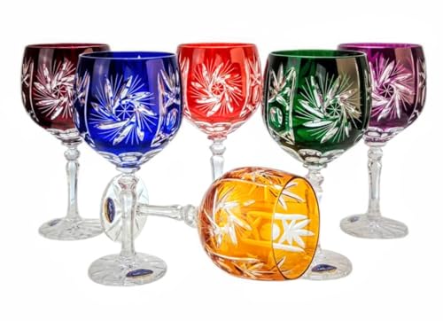 MaRika Kristall Weingläser Set – 280 ml, Buntes, handgefertigt, 6er Set – Elegante Weingläser, perfekt für Rotwein, Weißwein und als Geschenk MaRika Kristall Weingläser Set – 280 ml, Buntes, handgefertigt, 6er Set – Elegante Weingläser, perfekt für Rotwein, Weißwein und als Geschenk von MaRika