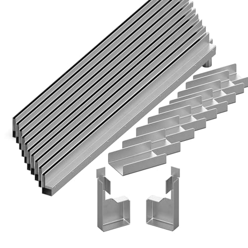 MaTaDa® Entwässerungsrinne Schlitzrinne Gartenrinne Terrassenrinne Komplett Set (10m - Ablauf Rechts) von MaTaDa