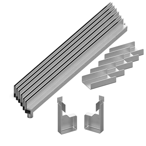 MaTaDa® Entwässerungsrinne Schlitzrinne Gartenrinne Terrassenrinne Komplett Set (6m - Ablauf Links) von MaTaDa