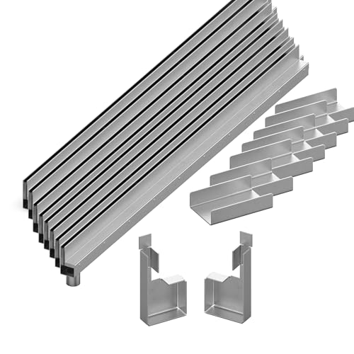 MaTaDa® Entwässerungsrinne Schlitzrinne Gartenrinne Terrassenrinne Komplett Set (8m - Ablauf Links) von MaTaDa