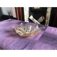 Vintage Schale - Dekorative Gestreift Und Kariert Glas Vase/Schale Pfirsich von MaaKalBoutiqueCanada
