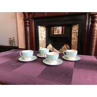 Vintage Tee Set - Blaues Von 4 Teetassen Und Untertassen Snowhite Johnson Bros Kaffeetassen Tassen von MaaKalBoutiqueCanada