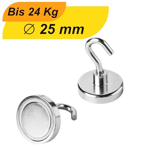 STRONG MAGNETS Neodym Magnet mit Haken - 25 mm - 10 Stück - Extra stark - hält bis zu 37kg - Industrielle Anwendung, Werkstatt oder Büro – Magnet zum Schrauben STRONG MAGNETS Neodym Magnet mit Haken - 25 mm - 10 Stück - Extra stark - hält bis zu 37kg - Industrielle Anwendung, Werkstatt oder Büro – Magnet zum Schrauben von MaajeeKuto