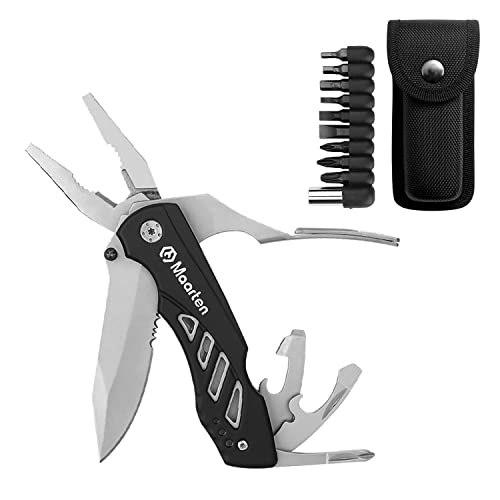 Maarten Multi tool taschenmesser mit Scheide - 13 in 1 Faltbares Taschenwerkzeug Multifunktion messer Zange - mit Flaschenöffner und Schraubenzieher Set von Maarten