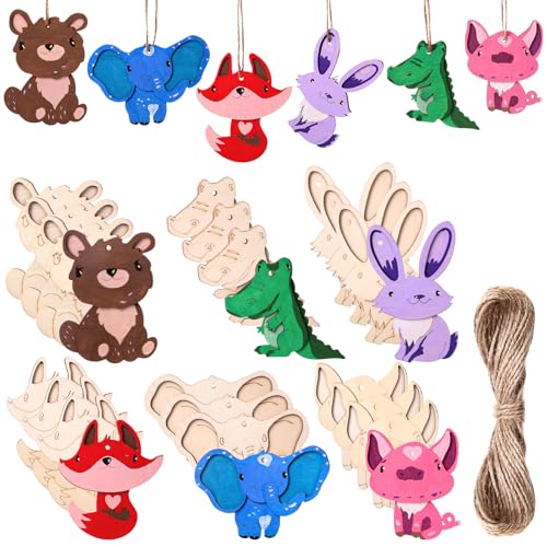 Maasechs 24 Stück doppelschichtige Holztier-Handwerk zum Bemalen unlackierter Holztierausschnitte für DIY Handwerk hängende Heimdekoration Ornament Maasechs 24 Stück doppelschichtige Holztier-Handwerk zum Bemalen unlackierter Holztierausschnitte für DIY Handwerk hängende Heimdekoration Ornament von Maasechs
