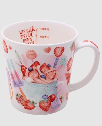 Kaffeebecher Erdbeerspaß, Kaffeetasse Tassen Teetassen Kaffeepott Henkelbecher, Erdbeeren von Maass