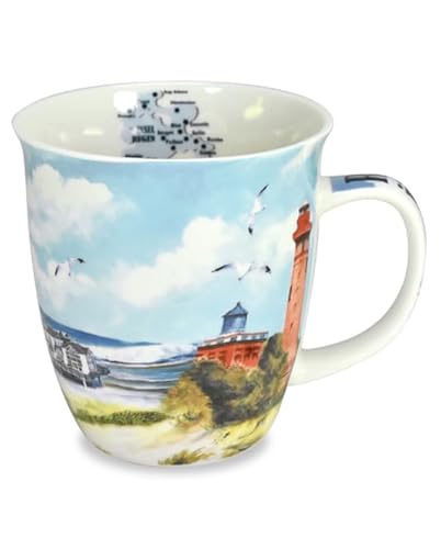 Kaffeebecher Insel Rügen, Kaffeetasse Tassen Teetassen Henkelbecher Ostsee Leuchtturm von Maass