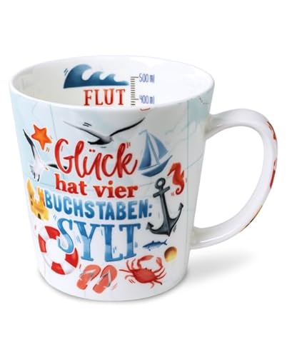Kaffeebecher Meerglück Sylt, Kaffeetasse Tassen Teetassen Kaffeepott Henkelbecher von Maass