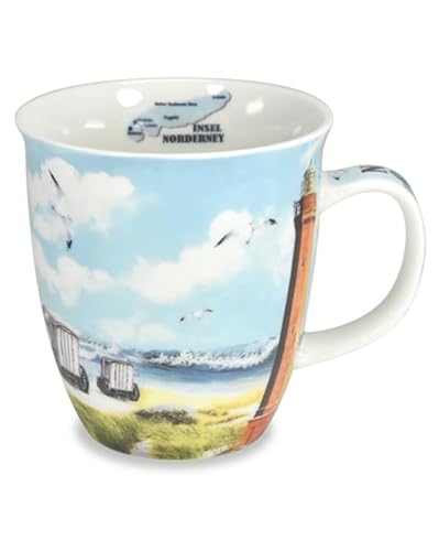 Kaffeebecher Norderney, Kaffeetasse Tassen Teetassen Henkelbecher Nordsee Leuchtturm von Maass
