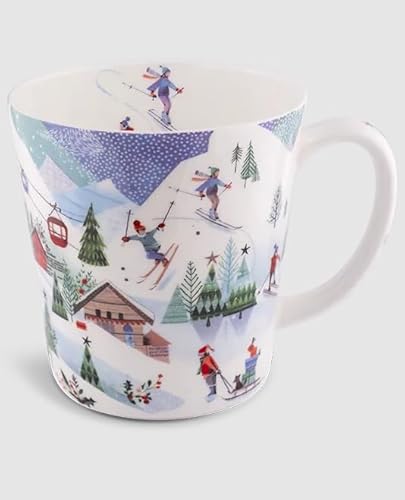 Kaffeebecher Ski & Berge, Kaffeetasse Tassen Teetassen Kaffeepott Henkelbecher, Winter Winterzeit Berg von Maass