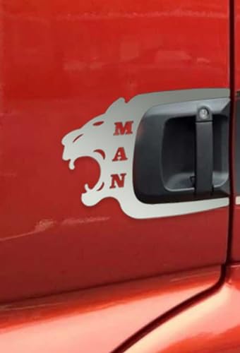 mabi automotive parts 2 x Stainless Steel Door Handle Lion Decorations for Man TGA TGS TGX TGL Euro 5 and Euro 6 Trucks von mabi automotive parts