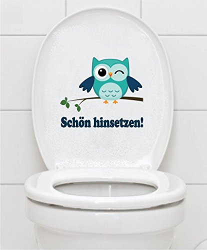 WC Aufkleber - Schön hinsetzen! - Eule Toilettendeckel A075 von Mabi-IN-Design