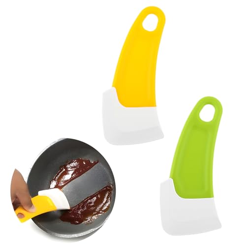 Mabor 2 Stück Multifunktions küchenschaber ，mini silikonschaber küchenspachtel silicone spachtel silikon hitzebeständig kleiner Spatel aus restelöffel set Geeignet für Küche（Gelb, grün） von Mabor