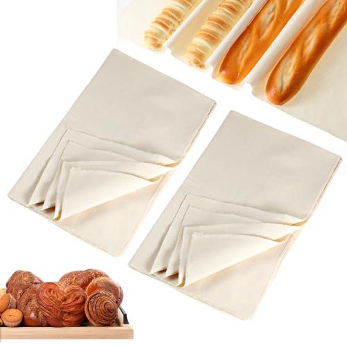 Mabor 2 Stück Teigtuch Leinentuch Zum Backen 48x36cm Brot Backen Zubehör Wiederverwendbares Strudeltuch Leinentücher Bäckerleinen für Teig Baguette Brot Gebäck von Mabor