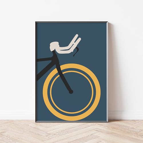 Mabudi Poster Vintage Fahrrad - Poster Retro - Fahrrad Poster - Abenteuer Poster - Fahrrad Bauhaus Print - Kunstdruck Bicycle (Blau, 40x50cm) von Mabudi