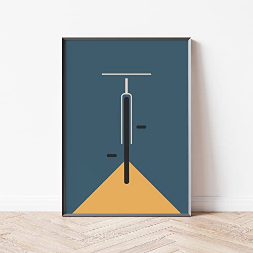 Mabudi Poster Vintage Fahrrad - Poster Retro - Fahrrad Poster - Abenteuer Poster - Fahrrad Bauhaus Print - Kunstdruck Biker (Blau-Gelb, Din A4) von Mabudi