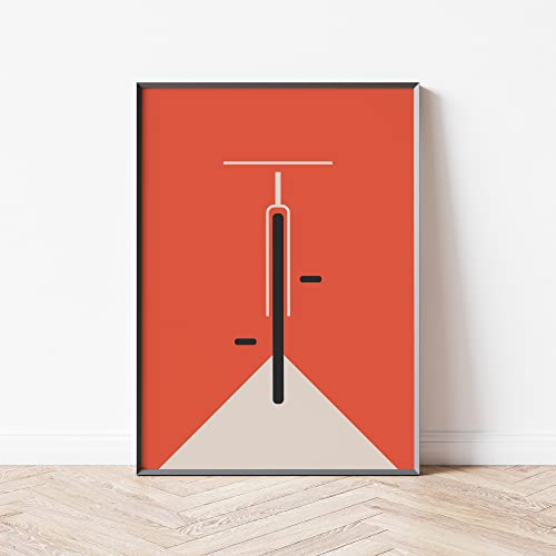 Mabudi Poster Vintage Fahrrad - Poster Retro - Fahrrad Poster - Abenteuer Poster - Fahrrad Bauhaus Print - Kunstdruck Biker (Orange-Creme, 30x40cm) von Mabudi