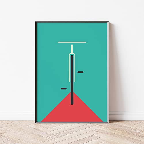 Mabudi Poster Vintage Fahrrad - Poster Retro - Fahrrad Poster - Abenteuer Poster - Fahrrad Bauhaus Print - Kunstdruck Biker (Türkis-Rot, Din A4) von Mabudi