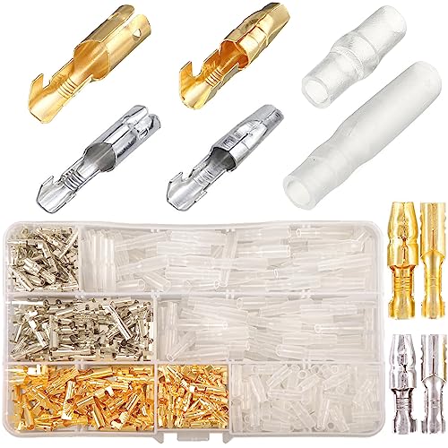 424pcs Rundsteckverbinder Motorrad Doppelt, 3,9mm Messing Bullet Terminals Bullet Connector mit Isolationsabdeckung, Bullet Stecker Rundstecker kfz Rundsteckhülsen Motorrad elektrik Crimp Terminal von Maburcon
