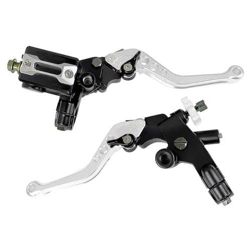 Mabutingti Upgrade 7/8 Zoll 22 mm Universal Lenker Hauptbremszylinder Kupplungshebel links und rechts Set kompatibel mit Polaris Yamaha Suzuki Honda Kawasaki Motorrad (Silber) von Mabutingti