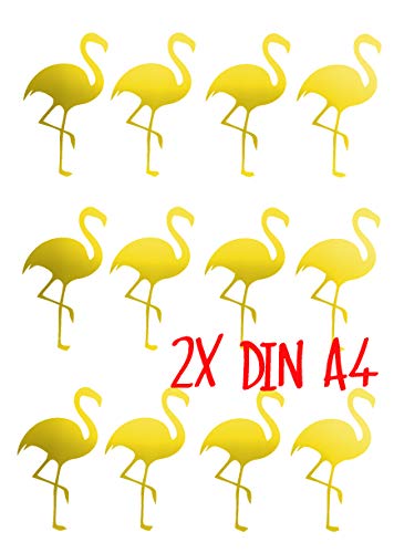 MacDecal.de Flamingo Set 22x Wandtattoo Wandaufkleber Sticker Aufkleber Wand Sommer Trend Flamingos (Gold) von MacDecal.de