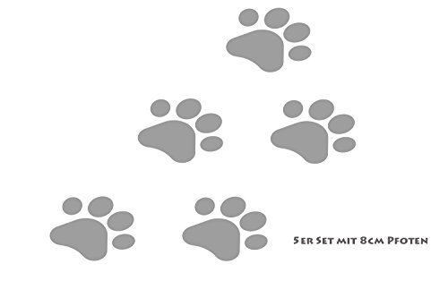 MacDecal.de Pfoten Tier Hund Katze Auto Car Wandtattoo Wandaufkleber Sticker Aufkleber Wand (5er Set, Grau) von MacDecal.de
