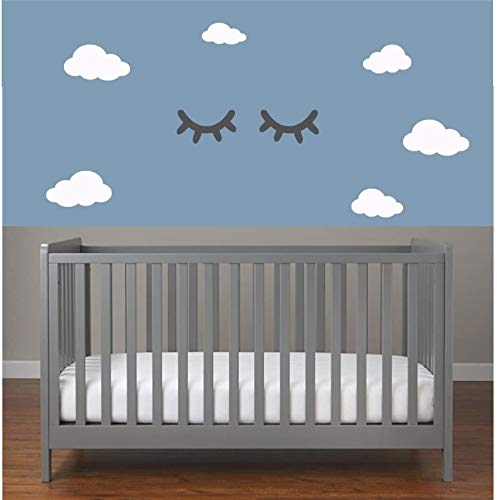 MacDecal.de Sleepy Augen Vinyl Wandtattoo Geschlossene Augen Kinder Decor Wimpern Baby Jungen oder Mädchen Kindergarten, Kinderzimmer, Babyzimmer, Süß (S 8 cm x 14 cm, Schwarz) von MacDecal.de