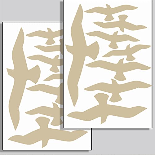 MacDecal.de VOGELSCHUTZ 16 Greifvögel Aufkleber Sticker Scheibenschutz SCHLAGSCHUTZ Vogel Silhouette Wintergarten Glashaus (Beige) von MacDecal.de