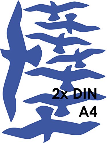 MacDecal.de VOGELSCHUTZ 16 Greifvögel Aufkleber Sticker Scheibenschutz SCHLAGSCHUTZ Vogel Silhouette Wintergarten Glashaus (Blau) von MacDecal.de