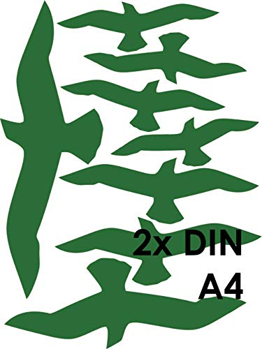 MacDecal.de VOGELSCHUTZ 16 Greifvögel Aufkleber Sticker Scheibenschutz SCHLAGSCHUTZ Vogel Silhouette Wintergarten Glashaus (Grün) von MacDecal.de