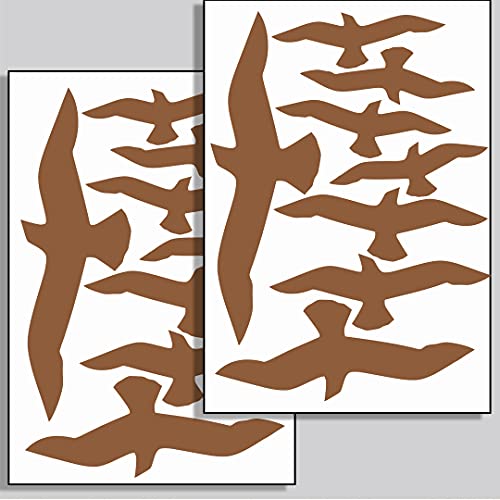 MacDecal.de VOGELSCHUTZ 16 Greifvögel Aufkleber Sticker Scheibenschutz SCHLAGSCHUTZ Vogel Silhouette Wintergarten Glashaus (Lehmbraun) von MacDecal.de