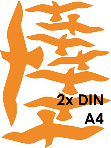 MacDecal.de VOGELSCHUTZ 16 Greifvögel Aufkleber Sticker Scheibenschutz SCHLAGSCHUTZ Vogel Silhouette Wintergarten Glashaus (Orange) von MacDecal.de