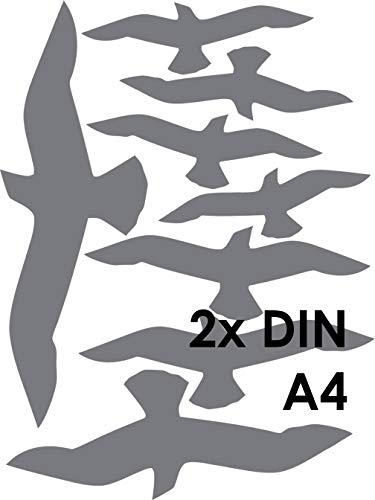 MacDecal.de Vogelschutz 16 Greifvögel Aufkleber Sticker Scheibenschutz Schlagschutz Vogel Silhouette Wintergarten Glashaus (Grau) von MacDecal.de