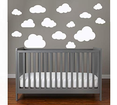 MacDecal.de Wolken Set 16x Große Wolke Wandtattoo Wandaufkleber Sticker Aufkleber Wand Himmel Baby (Wolkenset 16 Teilig, Weiß) von MacDecal.de