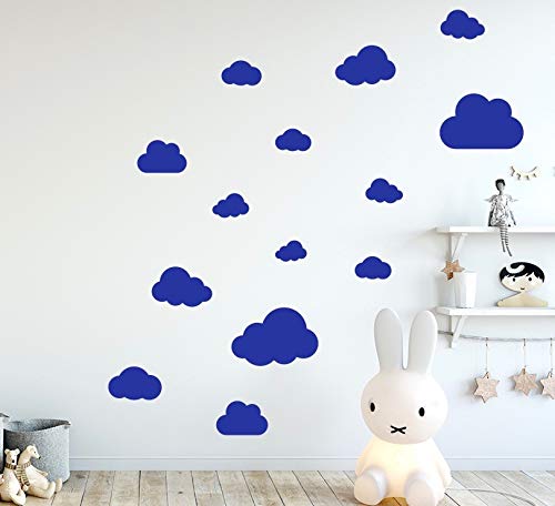 MacDecal.de Wolken Set 16x Wolke Wandtattoo Wandaufkleber Sticker Aufkleber Wand Himmel Baby (Wolkenset 16 Teilig, Blau) von MacDecal.de