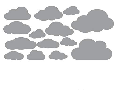 MacDecal.de Wolken Set 16x Wolke Wandtattoo Wandaufkleber Sticker Aufkleber Wand Himmel Baby (Wolkenset 16 Teilig, Mittelgrau) von MacDecal.de