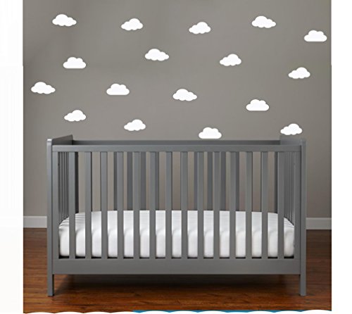 MacDecal.de Wolken Set 30x kleine Wolken Wandtattoo Wandaufkleber Sticker Aufkleber Wand Himmel Baby (Weiss) von MacDecal.de