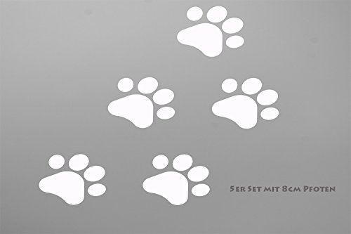 MacDecal.de Pfoten Tier Hund Katze Auto Car Wandtattoo Wandaufkleber Sticker Aufkleber Wand (10er Set, Weiß) von MacDecal.de