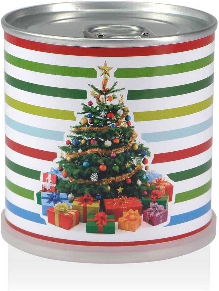 MacFlowers® Anzuchttopf Weihnachtsbaum in der Dose - Baum, Geschenke und Bunte Streifen von MacFlowers®
