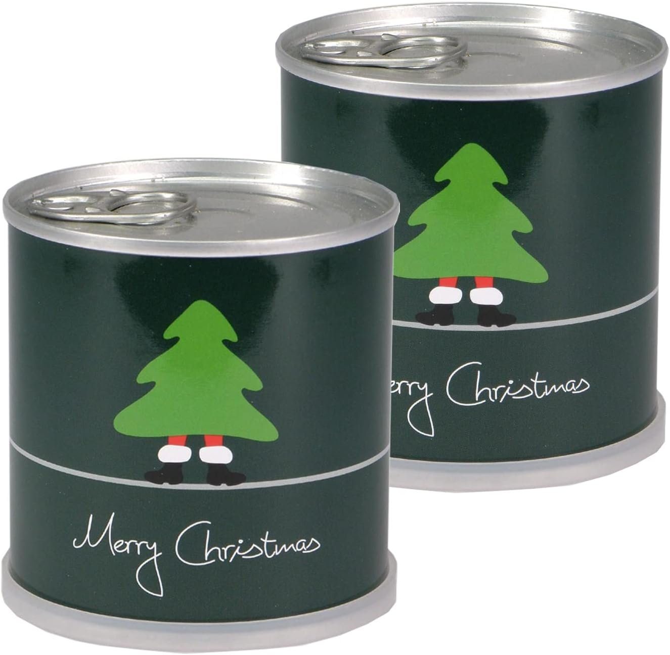 MacFlowers® Christbaumschmuck Weihnachtsbaum in der Dose - Merry Christmas Grün (2-tlg) von MacFlowers®