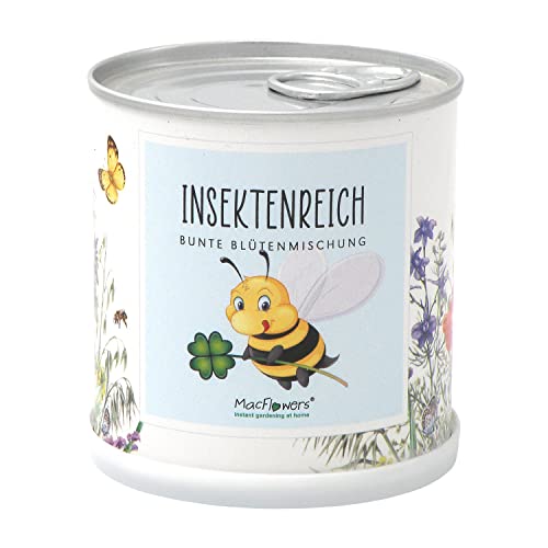 MacFlowers® | Anzucht-Set Kleines Insektenreich | über 8 Sorten Blumenmischung | Nachhaltiges Geschenk in süßer intant Gardening Blumendose von MacFlowers