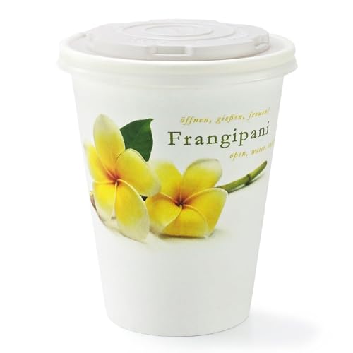 MacFlowers® Flower2Grow | Frangipani Anzuchtset im Bio 2Go Becher | Das liebe Geschenk | Öffnen Gießen Freuen | Dankeschön als Blumengruß Geschenk | Yoga Tempelbaum Yogabaum von MacFlowers