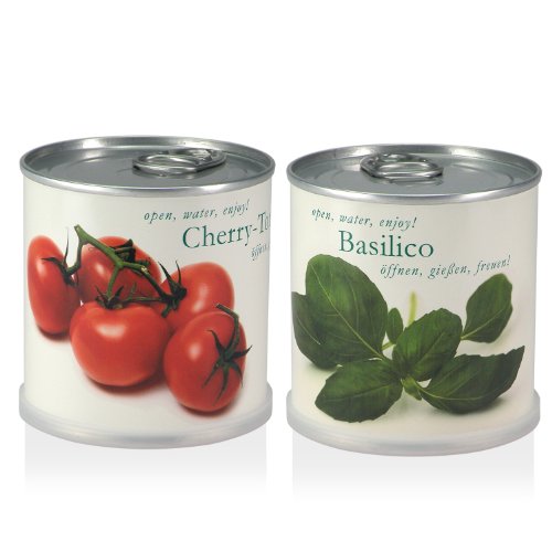 MacFlowers Blumen in der Dose Geschenk Set Cherry Tomato - Basilico von MacFlowers