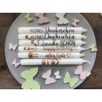 Kerze Stabkerze Danke Geburtstag Glück Freundin Personalisiert Kerzenständer von MacMirano