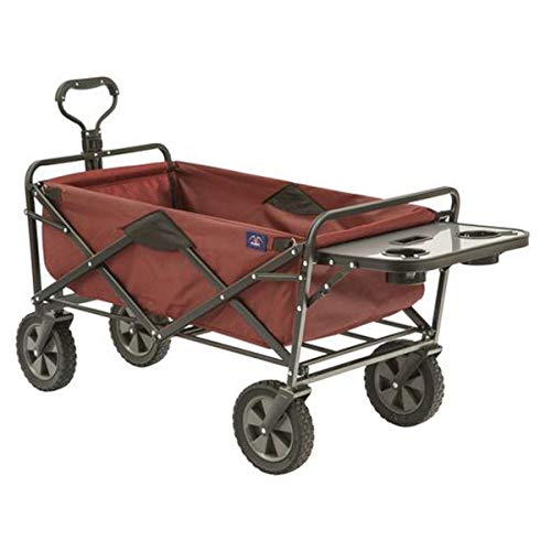 Mac Sports Collapsible Outdoor Utility Wagon with Folding Table and Drink Holders, Maroon von MacSports