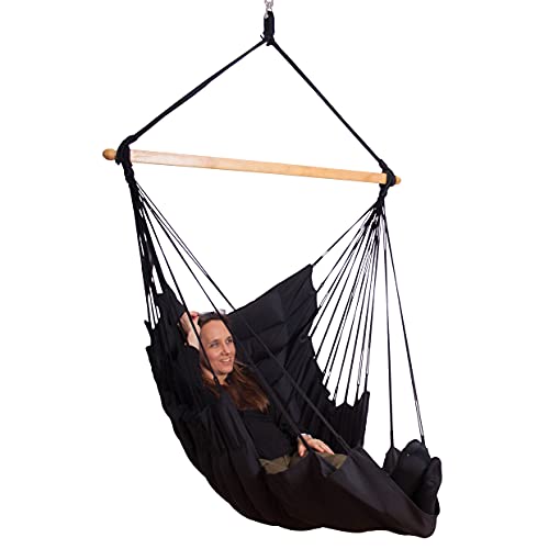 SoftChair Black Hängesessel gepolstert wetterfest Uni schwarz von MacaMex