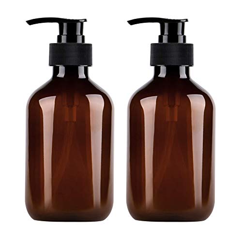 Macabolo Leere Seifenspender, 500 ml, PET-Flaschen, nachfüllbar, Pumpflaschen für Lotionen, Shampoos, Braun, 2er-Pack von Macabolo