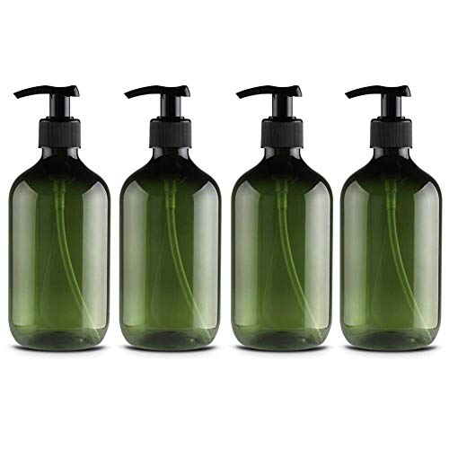 Macabolo Leere Seifenspender, 500 ml, PET-Flaschen, nachfüllbar, Pumpflaschen für Lotionen, Shampoos, Grün, 4er-Packung von Macabolo